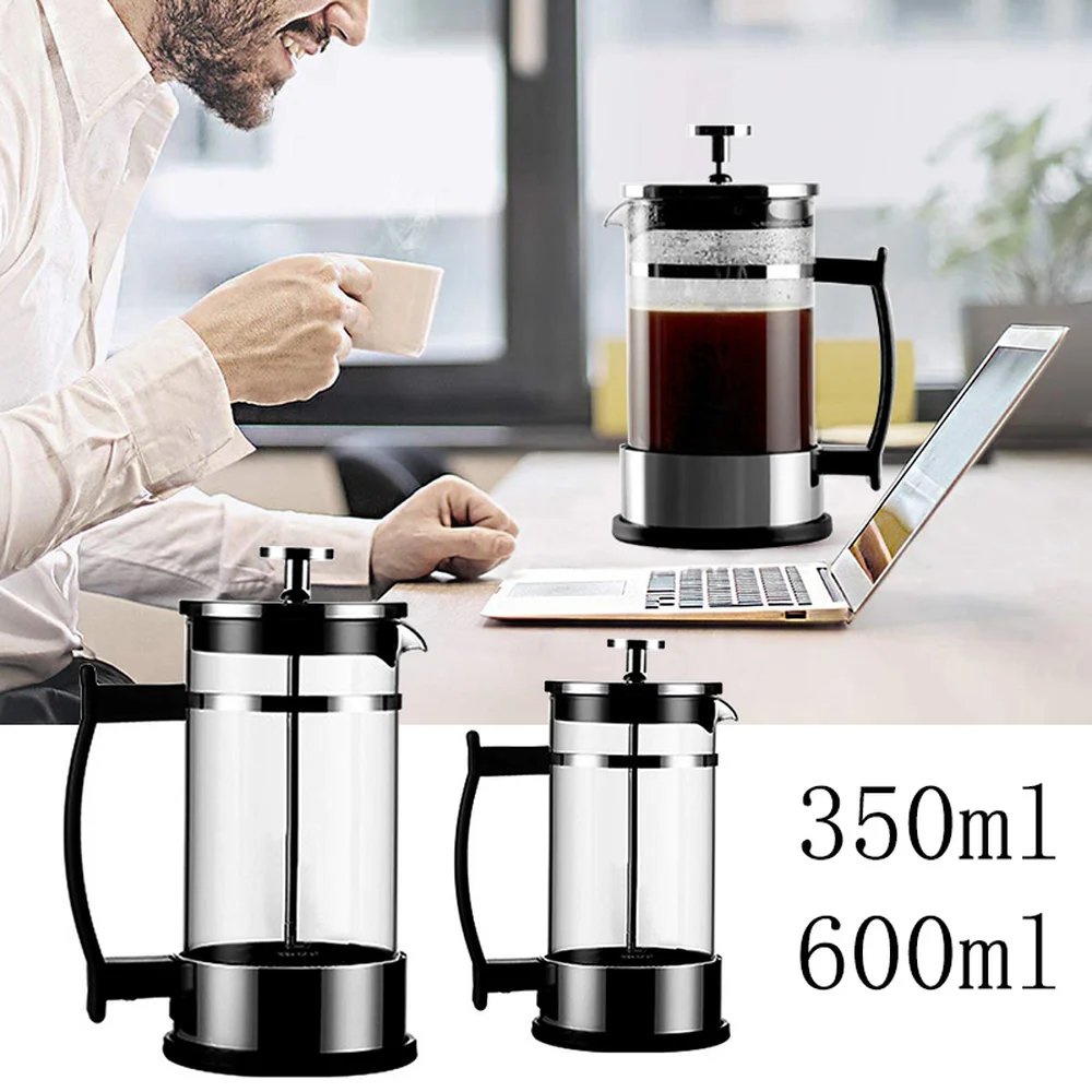 

Stainless Steel Glass Teapot Cafetiere French Coffee Percolator Filter Press Plunger Manual Coffee Espresso Maker Pot 350/600ml