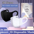 Маска одноразовая трехслойная для взрослых, дышащая 3D стерео маска от пыли черного цвета, одноразовая, для взрослых