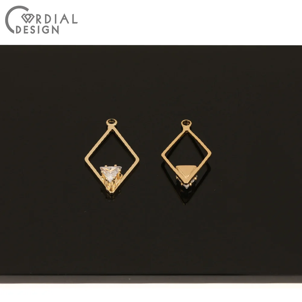 

Cordial Design 50Pcs 14*26MM Jewelry Accessories/Hand Made/Rhombus Shape/CZ Charms/Genuine Gold Plating/Earring Findings/Pendant