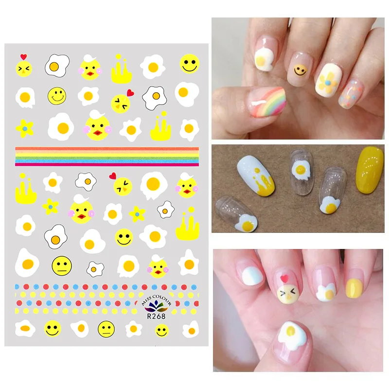 The New Cartoon Design Little White Rabbit Flowers Cactus Manicure Nail art Decoration Nail Stickers