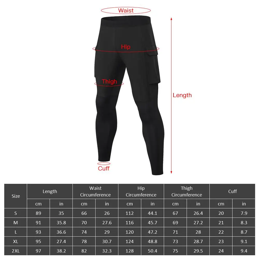 

Men Sports Pants Breathable Quick-Dry Leggings Fitness Elastic Pants Compression Leggings Gym Running Trousers with Pocket