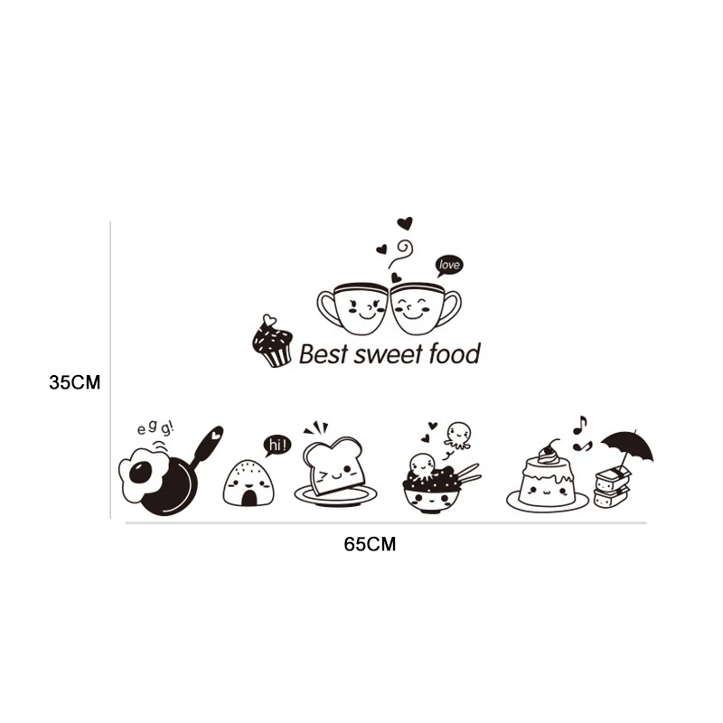Съемные многоразовые обои милые пищевые настенные наклейки декор для столовой