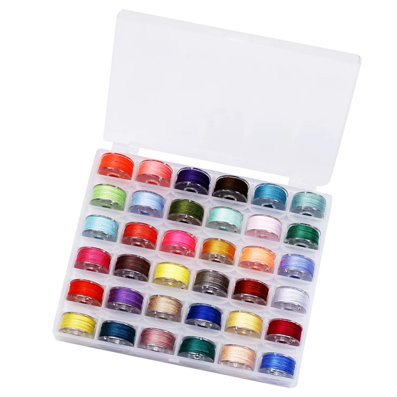 

MIUSIE 36Pcs/Set Transparent Bobbin Storage Box Colorful Plastic Bobbin Thread home multi-function sewing Machine Supplies
