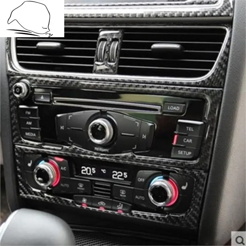 

For Audi A4 B8 A5 Air conditioning Outlet Frame Decoration Trim Carbon fiber Interior Control CD Panel Cover Trim