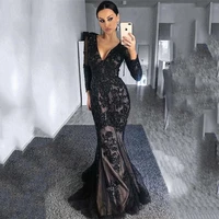 smileven mermaid formal evening dress long sleeve sexy v neck long prom party gowns custom made prom gowns