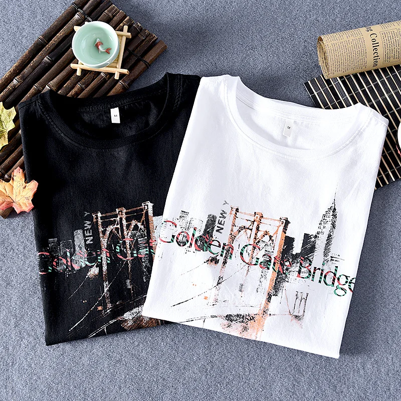 Футболка мужская льняная с коротким рукавом и круглым вырезом | Мужская одежда