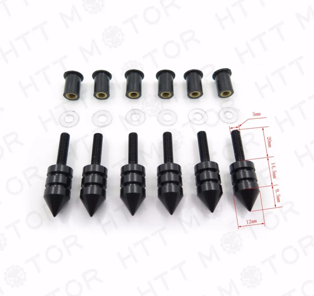 Aftermarket Motorcycle Parts Black Universal Motorcycle Windscreen Black Spike Bolt Kit Well Nuts/ Bolts/ Washers/Screws