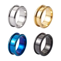 mixed color stainless steel grooved finger ring settings blank for inlay rings jewelry making accessories men wedding bands