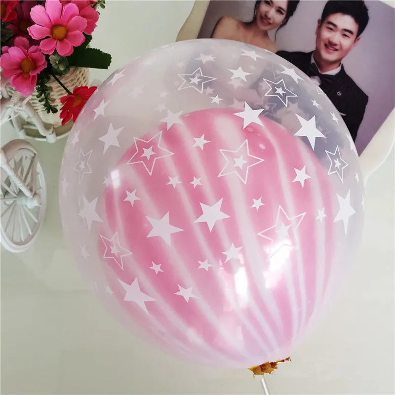 10 шт 12 Inch двойной Слои четкие звезды воздушные шары Цвета Агата Свадебные клипсы