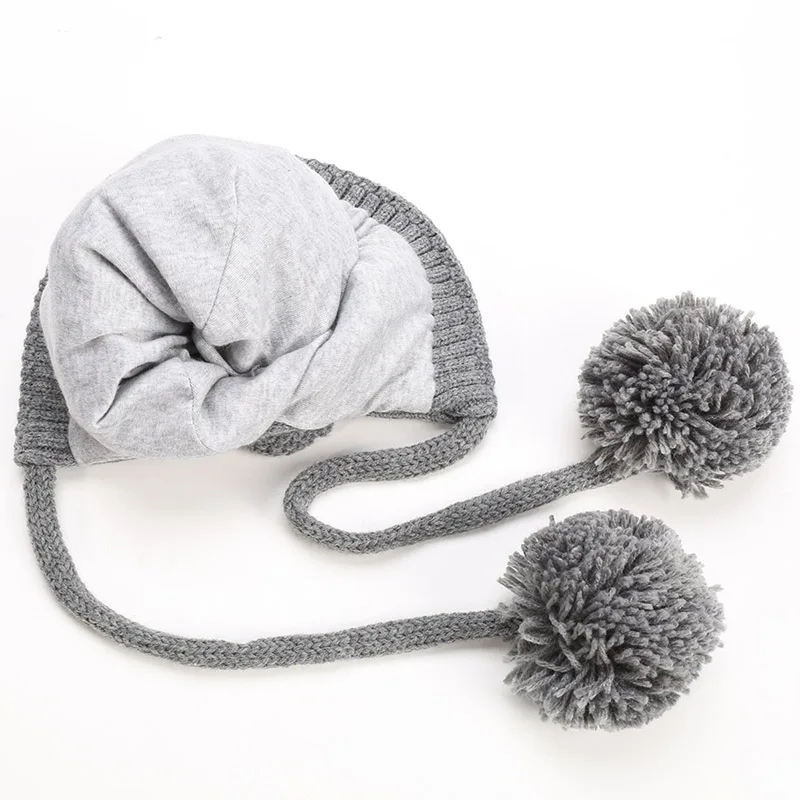 

Cotton Knitted Women Men 3 Pom Pom Beanie Hats Unisex Adult Solid Casual Winter Women Hat With 3 Pompom Warm Slouchy Caps Skull