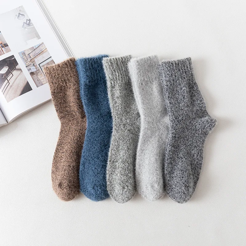 Men's knitted rabbit fur socks thicken and keep warm