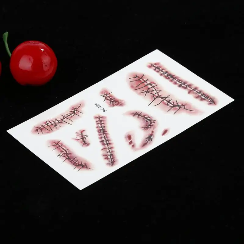 

Halloween Bloody Wound Tattoo Stickers Trick Scary Scar Waterproof Temporary Tattoo DIY Newest Fake Tattoo Party Decoration