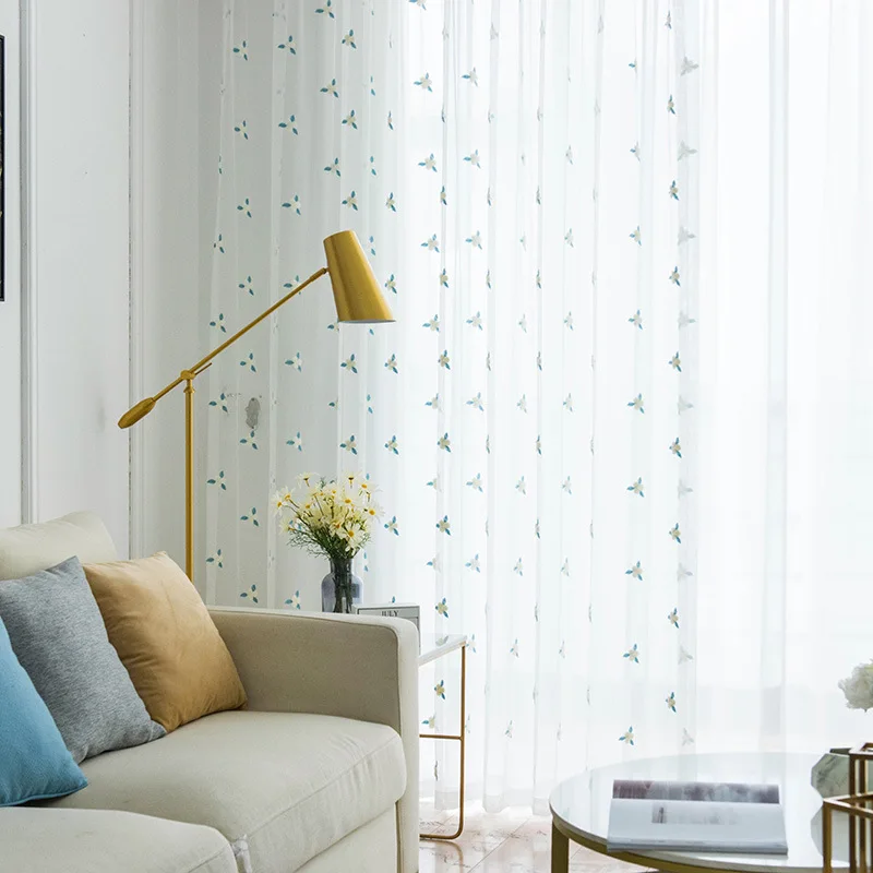 Пасторальные стерео вышитые прозрачные шторы с 3D цветами для гостиной экрана