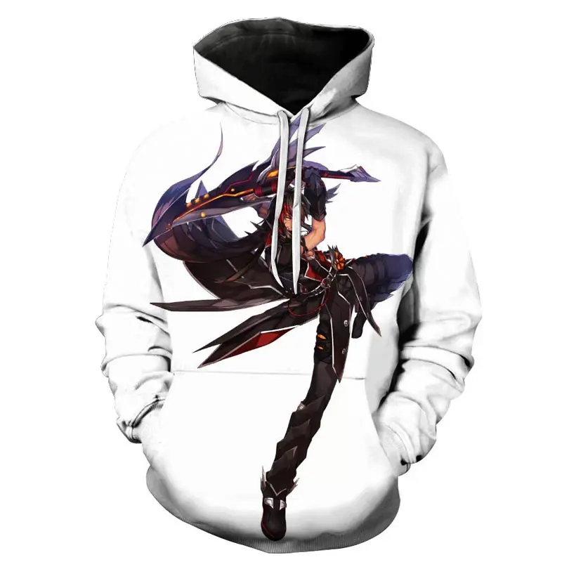 

3D printing fighting beautiful girl autumn and winter popular all-match Japanese anime men's sweater hoodie fashion personality