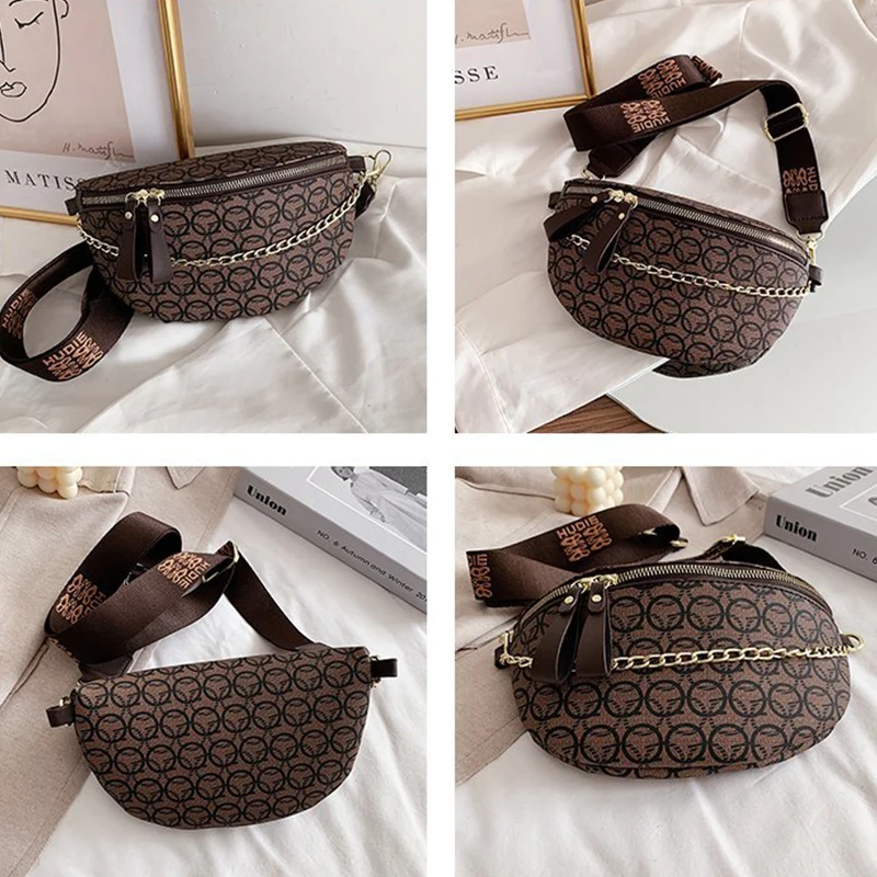 

2021 Hot Waist Packs Retro PU Leather Chest Bags For Women's Shoulder Zipper Fanny Pack Phone Sachet Belt Pouch Crossbody Bag