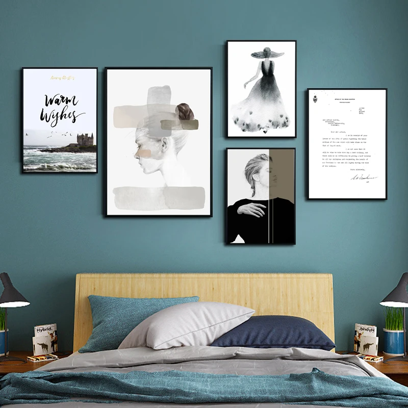 Скандинавская абстрактная черная женщина картина маслом на холсте плакаты и