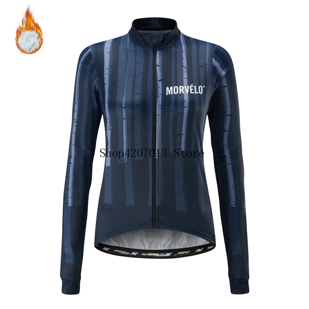 Morvelo Зима теплоизолирующего флиса Велоспорт Джерси Длинные рукава теплые MTB