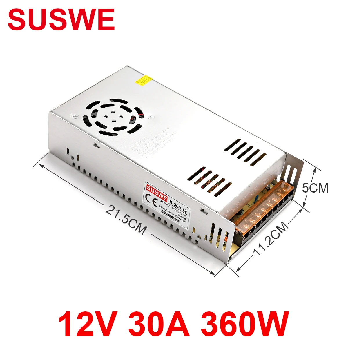 

DC 12V 2A 5A 6A1.25A5w 10w 15w 36w 72w 100w 180w 300w LED CCTV EVD converter switch lighting transformer SUSWE