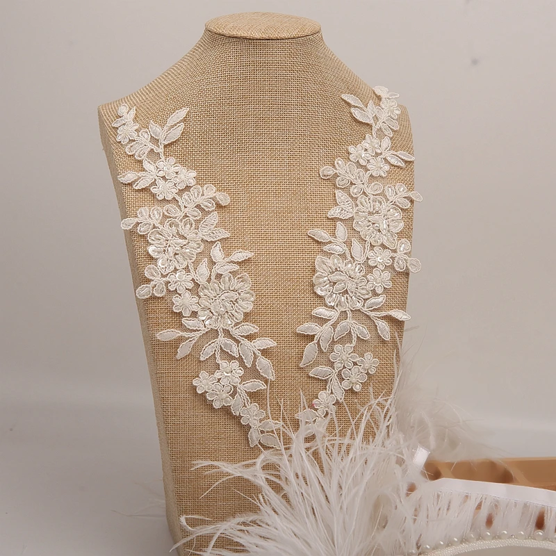 Высококачественные алансонские кружевные аппликации ручной работы цвета