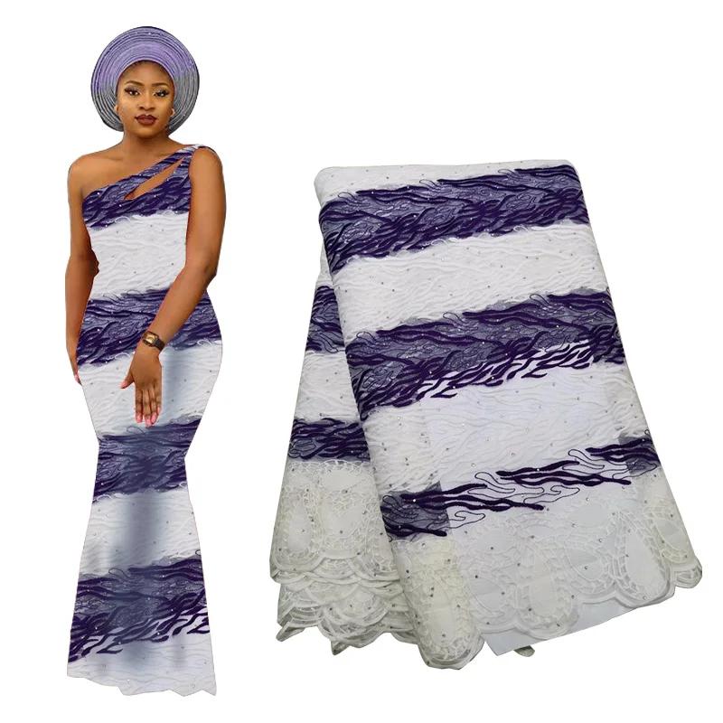 Лидер продаж 5 ярдов темно синяя африканская кружевная ткань 2019 высокое качество