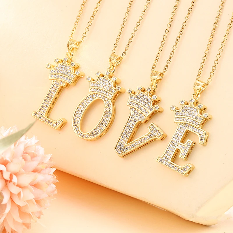 

Женское ожерелье с подвеской с 26 буквами, ожерелье из нержавеющей стали с медным позолоченным покрытием и кубическим цирконием, ювелирные и...