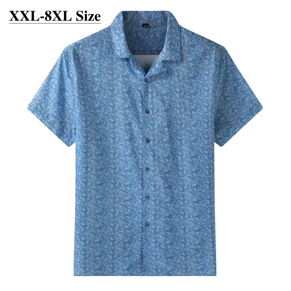 

Men's Floral Print Shirt Summer Thin Beach Style 100% Cotton Loose Casual Short Sleeves Vacation Shirt Brand Plus size 7XL 8XL