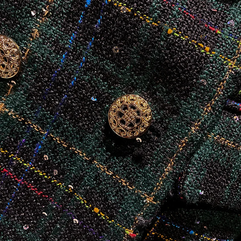 Женский твидовый костюм элегантный жаккардовый пиджак и короткие брюки комплект