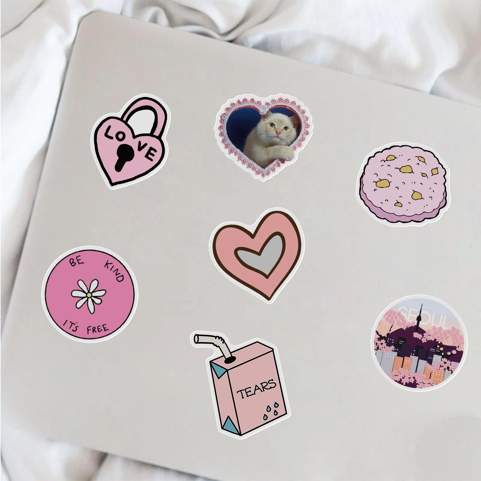 

50Pcs Cute Vsco Pink Girl Sticker For Diy Decor Graffiti Paper Decal Notebook Bottles Cup Luggage Laptop Stickers