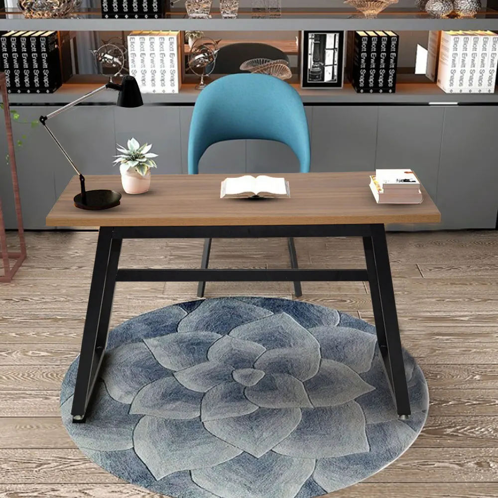 

Rustic Wood Computer Desk Vintage Industrial Home Office Desk with Heavy-Duty Metal Base Works As Writing Desk Study Table WWO