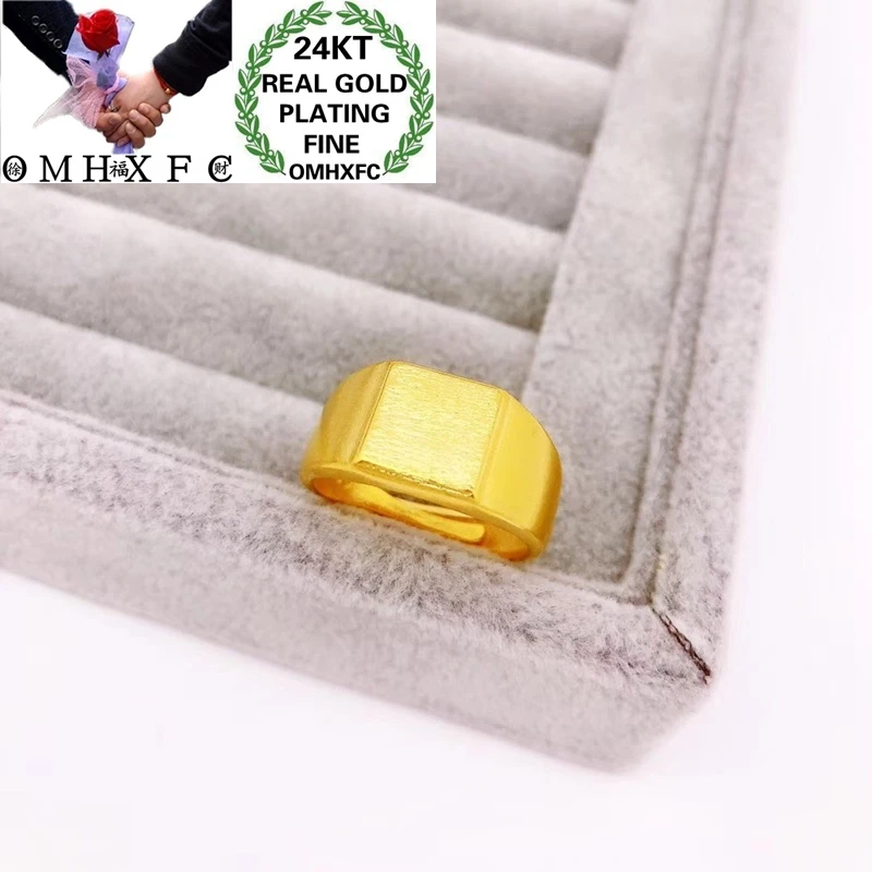 

OMHXFC Jewelry Wholesale YM401 European Fashion Hot Fine Woman Man Party Birthday Wedding Gift Square Resizable 24KT Gold Ring