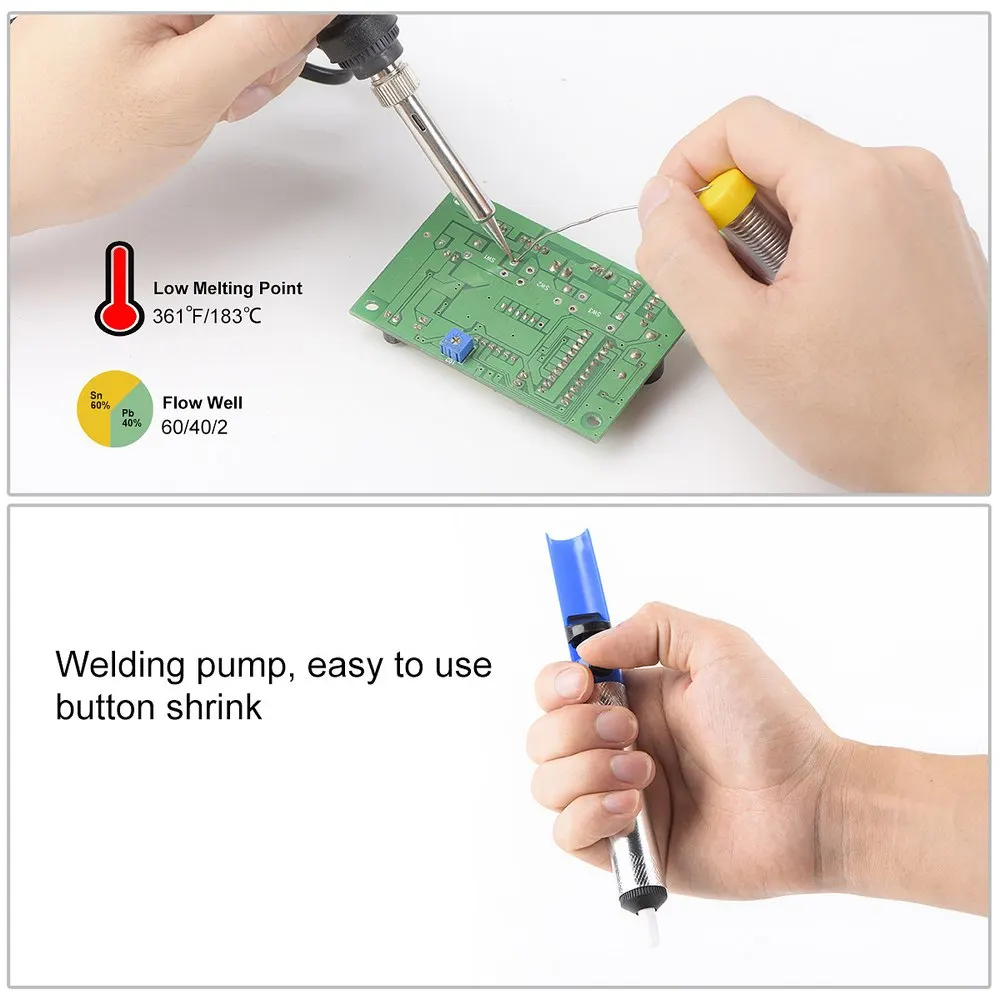 

LCD Soldering Iron Kit Adjustable Temperature Wire Desoldering Pump Heater 110V 220V 80W Solder Welding Tools Soldering Tips