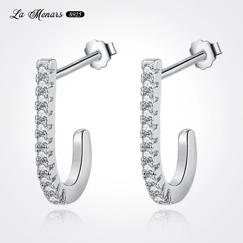 

La Menars New Gold Silver J Shape Drop Dangle Earrings Women 2022 Original European Style Genuine 925 Sterling Silver Jewelry