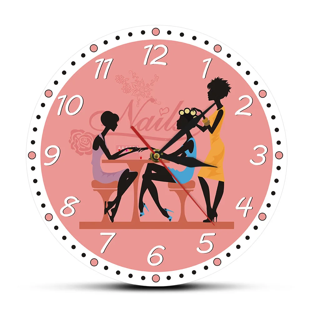 

Custom Hair Salon Name Modern Wall Clock Nail Studio Barber Shop Wall Sign Manicure Personalized Name Decorative Wall Watch