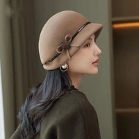 mother gift lady autumn and winter banquet woolen cloche hats woman party formal fedora hat top quality 100 wool felt hat