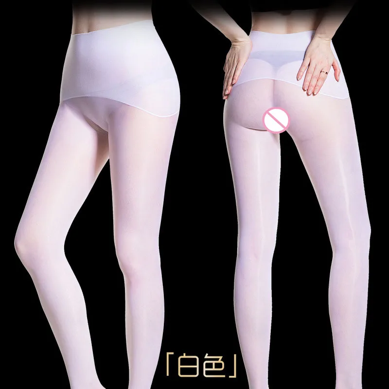 Сексуальные блестящие чулки Wetlook Pantihose формирующие форму прозрачные нейлоновые