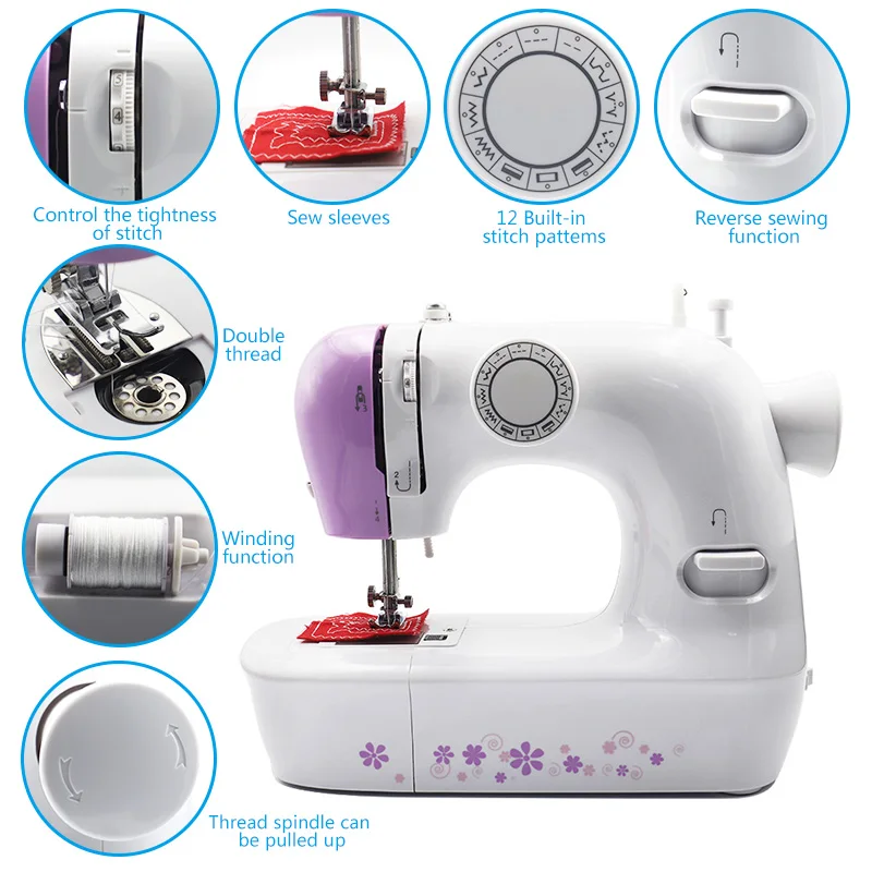 Оптовая продажа 12 стежков многофункциональная швейная машина двойная скорость
