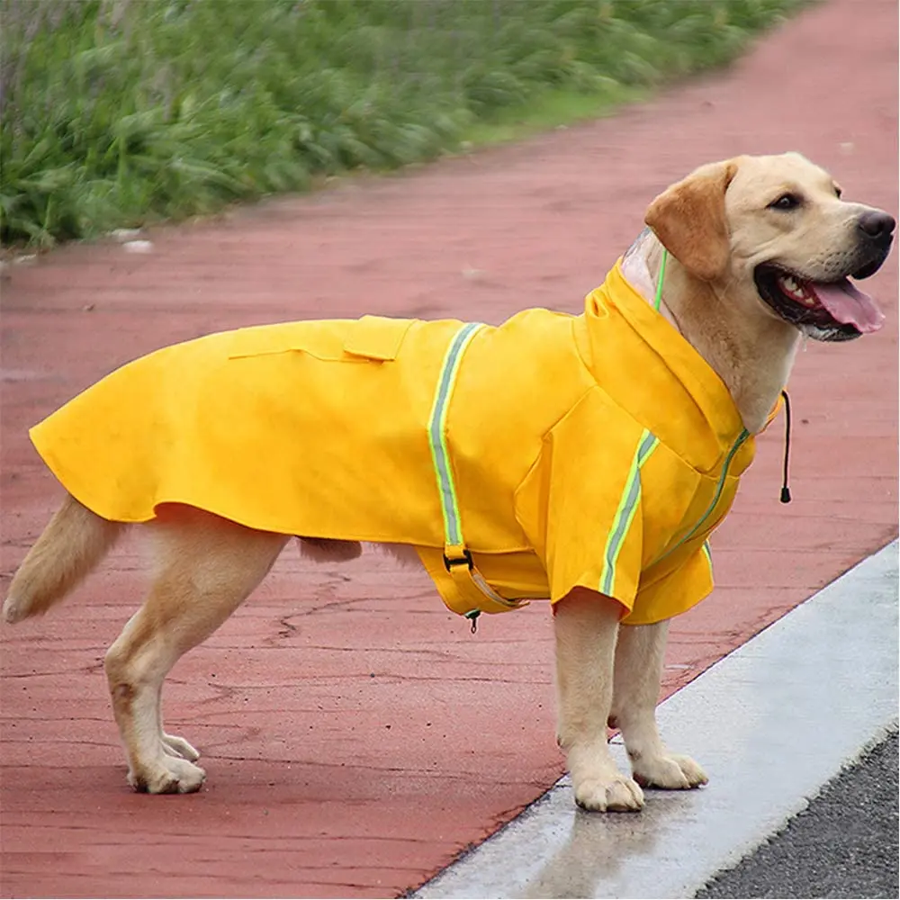 

Pet Raincoat Puppy Four Feet Hooded Transparent Waterproof Teddy Large Dog Rain Out Clothes for Animals Retriever Jacket