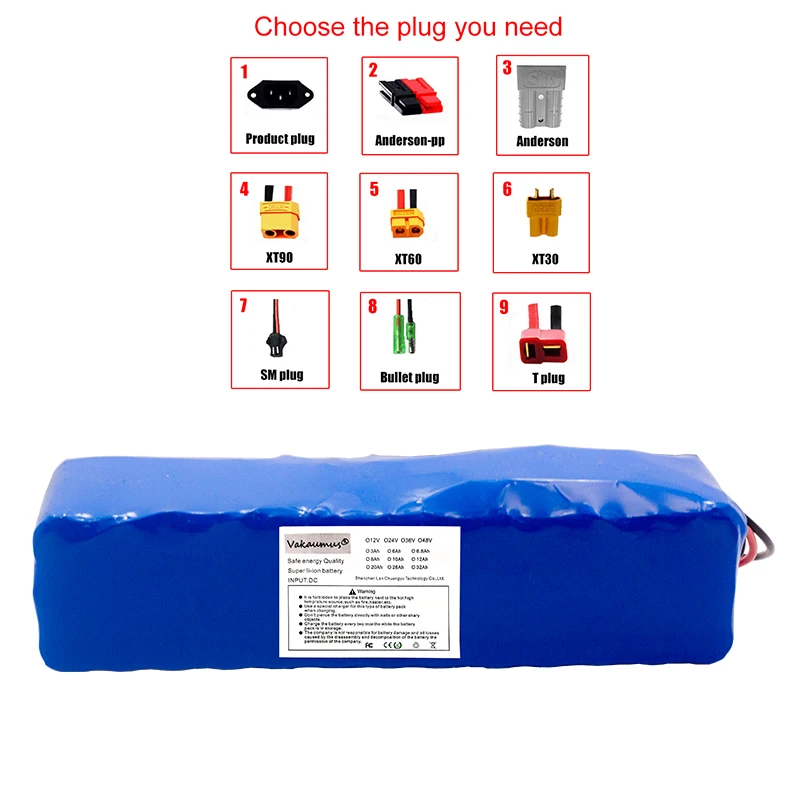 

18650,48V 13S 3P 10Ah 500W Lithium Ion Battery Pack, Suitable for 48V Electric Bicycle with 15A BMS Lithium Battery XT60 Plug
