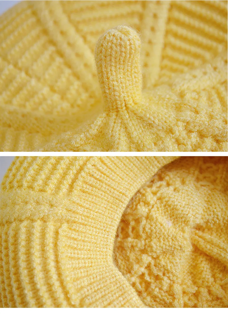 Детские вязаные береты осень и зима 2019 новые шерстяные шапки модные