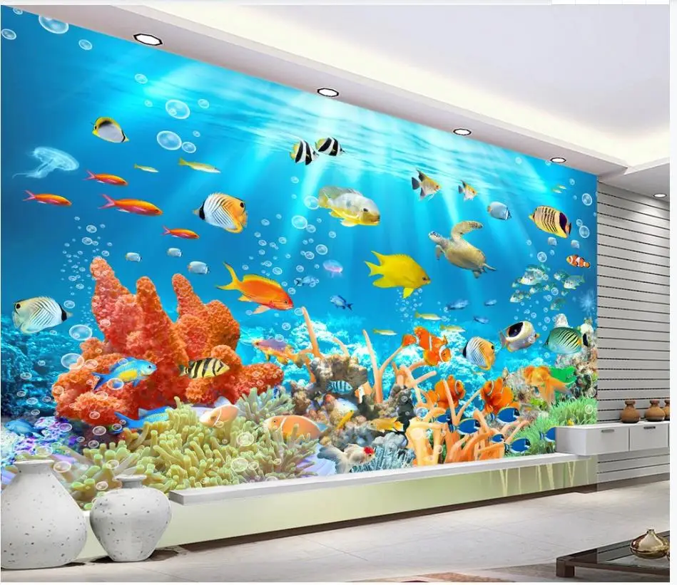 

Custom photo wallpapers 3d mural wallpapers Mediterranean underwater world living room 3D TV background wall papers home decor
