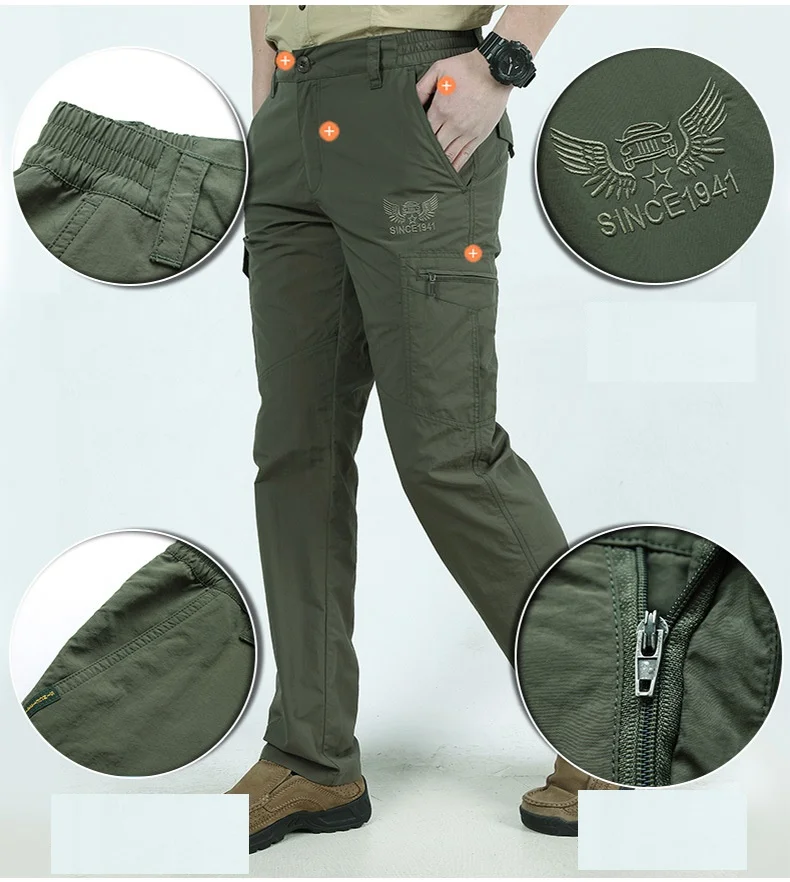 Pantalones de senderismo impermeables transpirables para hombre, pantalones finos de secado rápido para escalada al aire libre, chándal táctico militar
