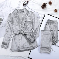 velvet warm pajamas for women robes and pants solid pocket long sleeve thick home wear autumn night suit winter casual