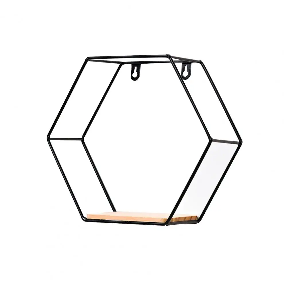 

Home Decoration Nordic Hexagonal Iron Stand Small Pot Wall Shelving Holder Home Shelf Storage Holder Decorative Shelves