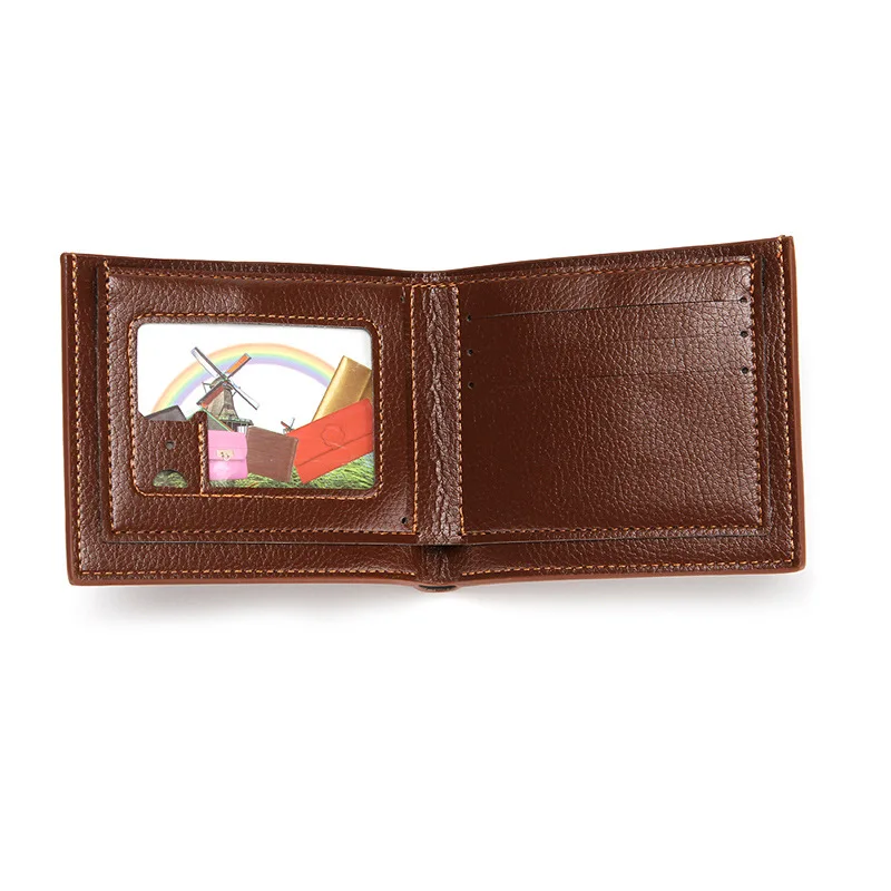 

PU Leather Men's Wallet Short Two-fold Multi-function Buckle Card Holder Wallet Zipper Coin Purse Bank Card Holder