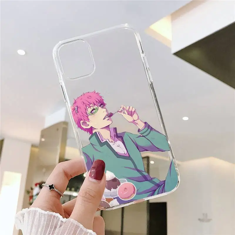 

Saiki Kusuo Phone Case Transparent for iPhone 6 7 8 11 12 s mini pro X XS XR MAX Plus SE mobile bags