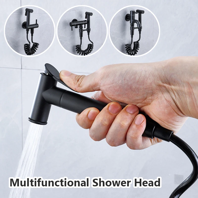 

Многофункциональный распылитель для биде WUJIE, черный латунный ручной душ для мытья, смеситель для воды, аксессуары для ванной комнаты