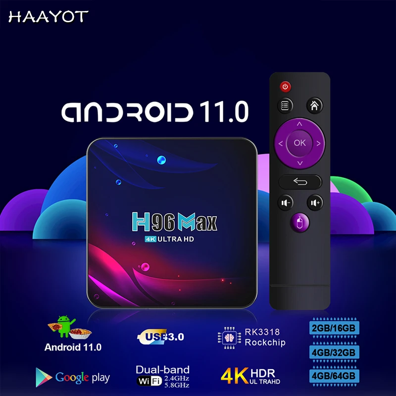 

ТВ-приставка Android 11 4 ГБ 32 ГБ 64 Гб Ultra HD 4K 3D RK3318 Смарт медиаплеер Box 2,4 и 5G WIFI Google Play ТВ-приставка IPTV телеприставка