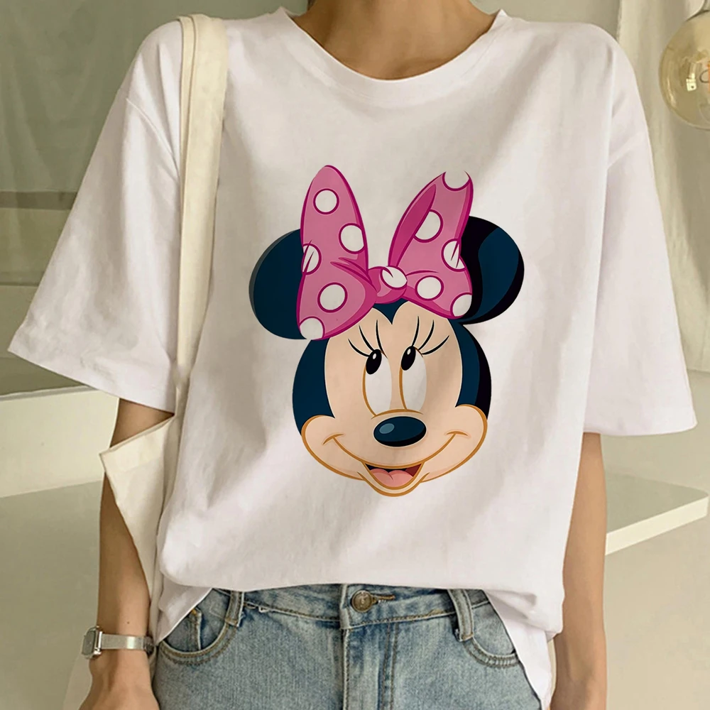 

Disney Vetement Women T Shirt Hot Selling Gorgeous Animation Short Sleeve Trendy Minnie kisses Mickey Printed Kawaii Tshirt