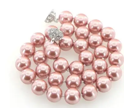 Fashion Charm Jewelry 12mm Shell Pearl Round Beads Necklace Magnet Clasp Woman Girl Christmas Wholesale Price AAA Grad | Украшения и