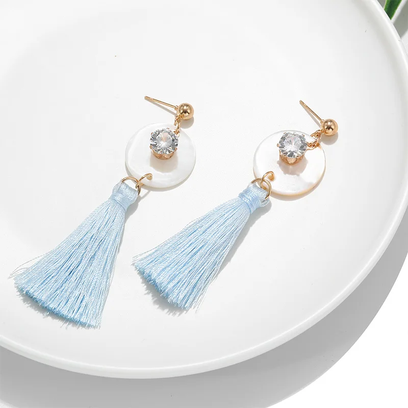 Новинка 2019 богемные Шарм ракушка серьги с кристаллами массивные Висячие висячие